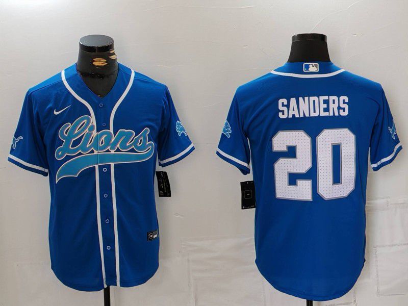 Men Detroit Lions #20 Sanders Blue Second generation joint name 2024 Nike Limited NFL Jersey style 815->detroit lions->NFL Jersey